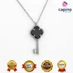 Сребърно колие ключ черна детелина Donato - 1
