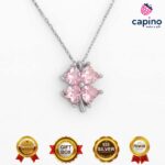 Сребърно колие розова детелинка Giosue - 1