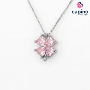 Сребърно колие розова детелинка Giosue