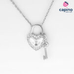 Сребърно колие сърце катинар Daniele - 2