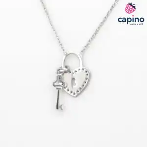 Сребърно колие сърце катинар Daniele