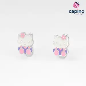 Детски сребърни обеци Hello Kitty Hazel