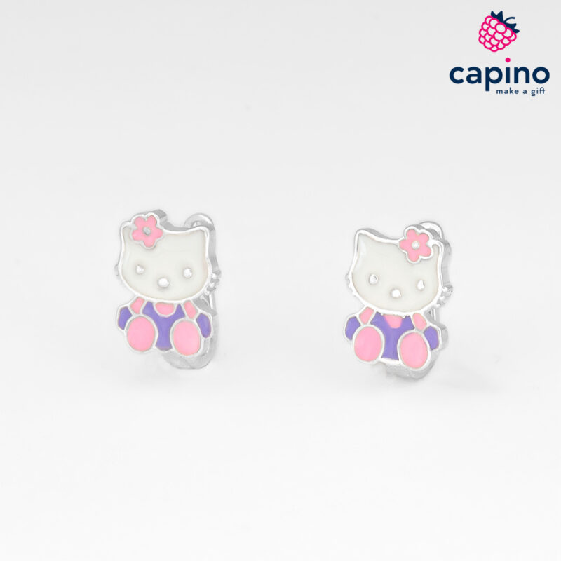 Детски сребърни обеци Hello Kitty Hazel