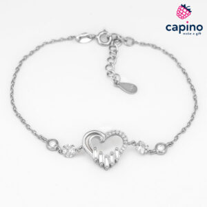 Сребърна гривна сърце Rosalia