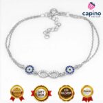 Сребърна гривна синьо око с безкрайност Teresa - 1