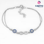 Сребърна гривна синьо око с безкрайност Teresa