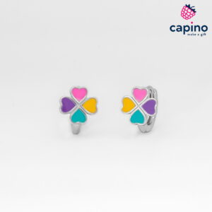 Детски сребърни обеци детелинка Arya