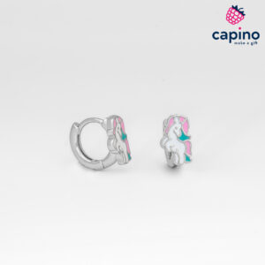 Детски сребърни обеци еднорог Cookie