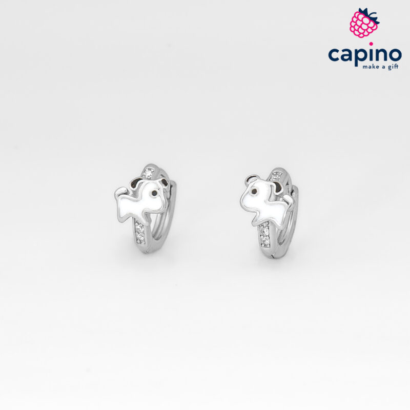 Детски сребърни обеци куче Angel