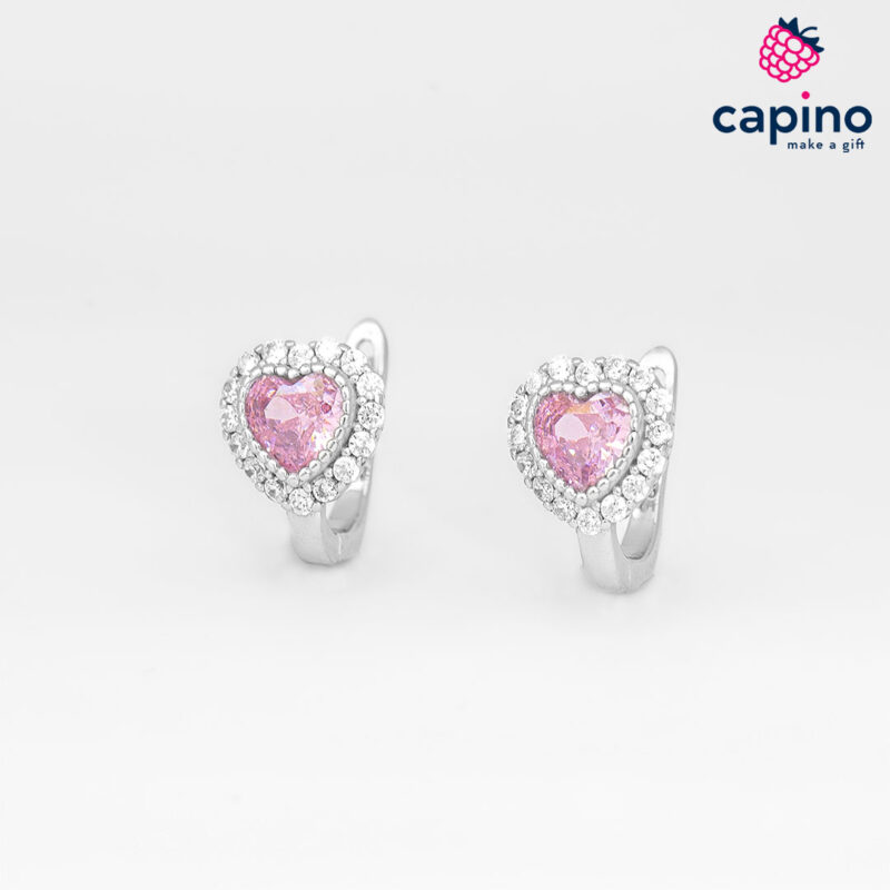 Сребърни обеци сърца Renzo