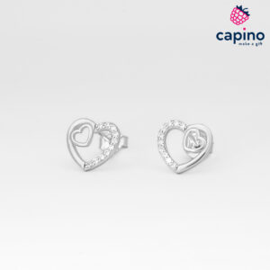 Сребърни обеци сърце Umberto
