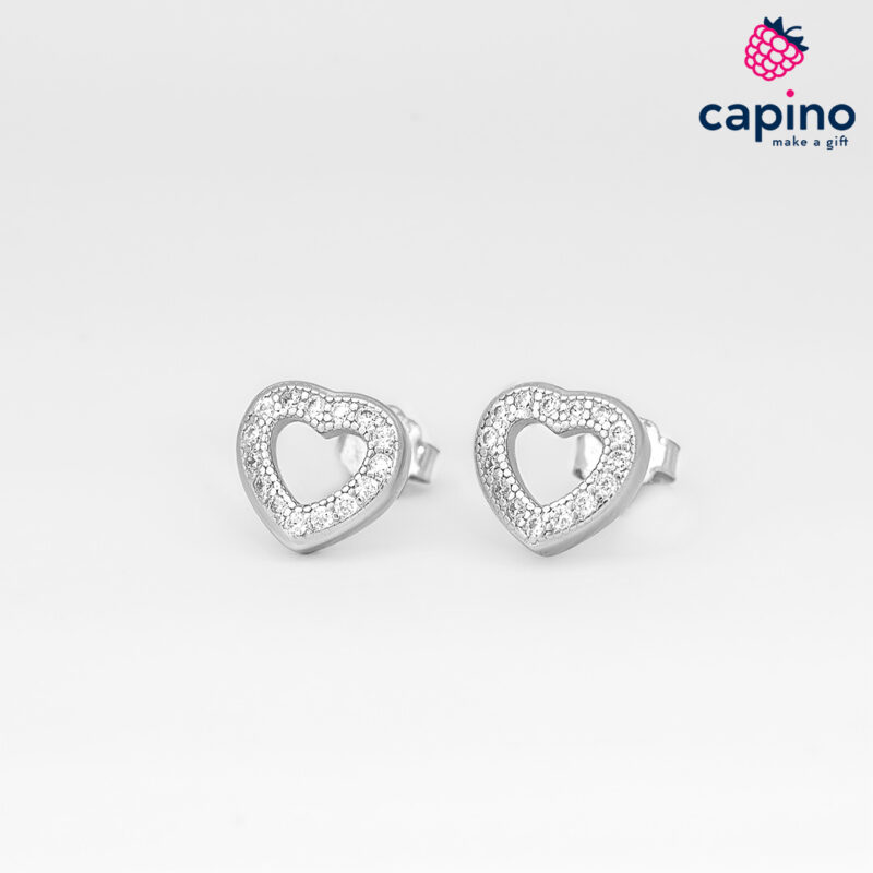 Сребърни обеци сърце Vittorio