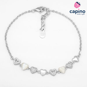 Сребърна гривна сърца Marina