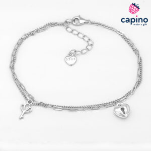 Сребърна гривна сърце с ключ Luciana