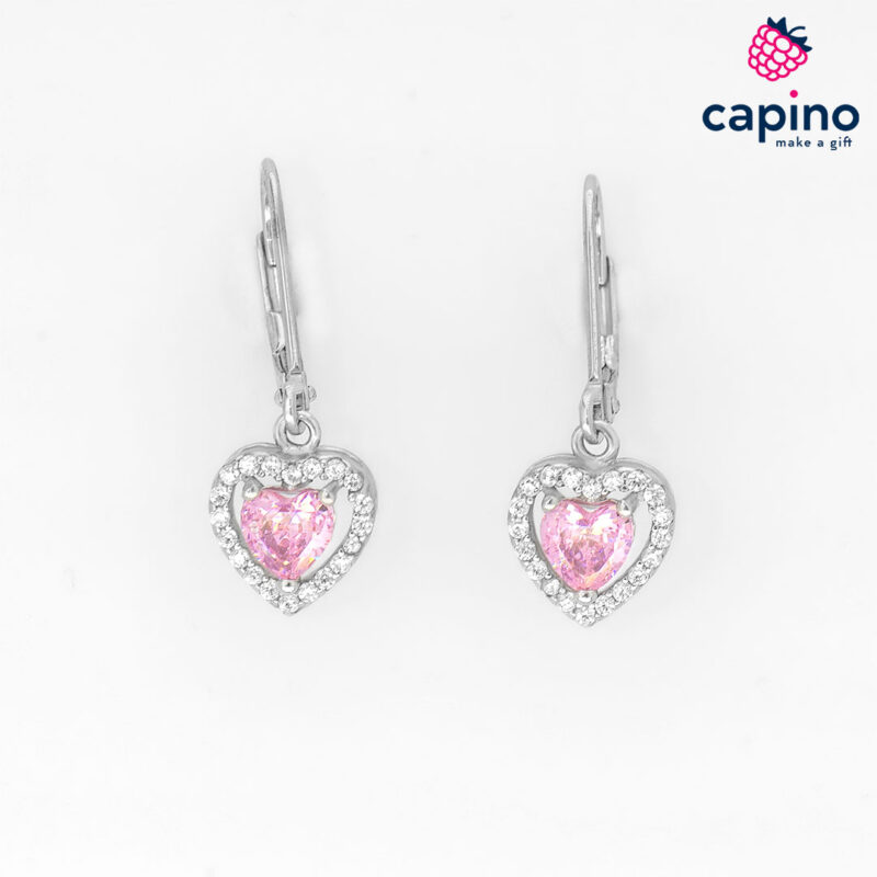 Сребърни обеци сърца Toni