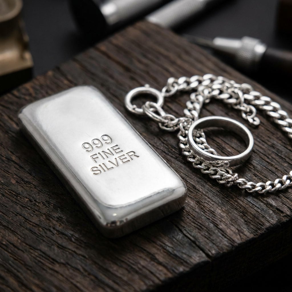 1 снимка на кюлче чисто сребро проба 999 и стерлингово сребро